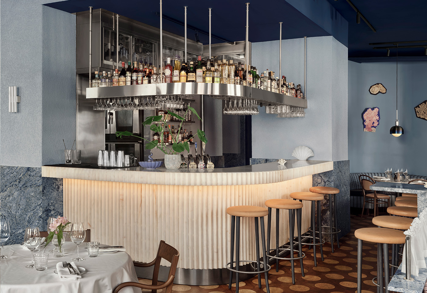 The fluted bar at Juno