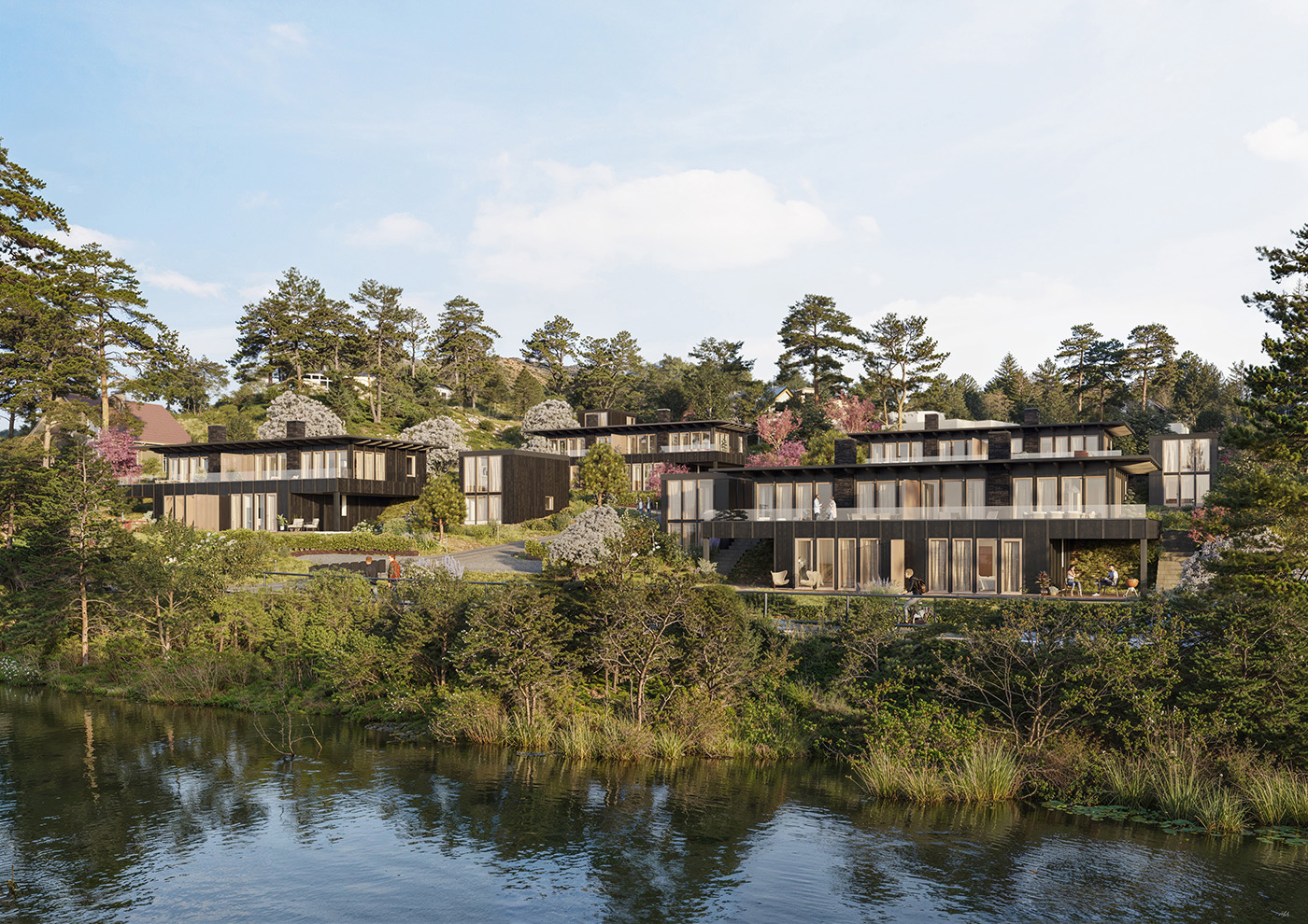 Shizukana homes along the lake